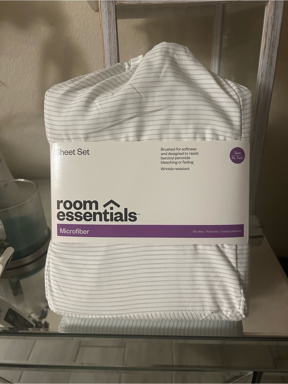 Room Essentials White/gray Microfiber Sheet Set